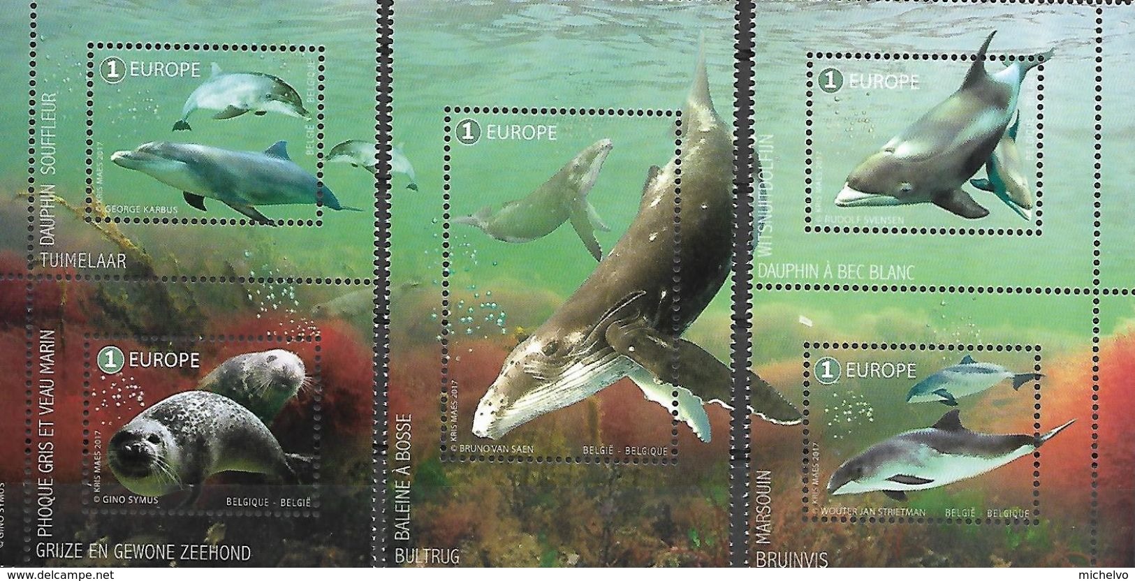 Belg. 2017 - COB N° 4712 à 4716 ** - La Vie Marine En Danger  (timbres Du Feuillet) - Unused Stamps