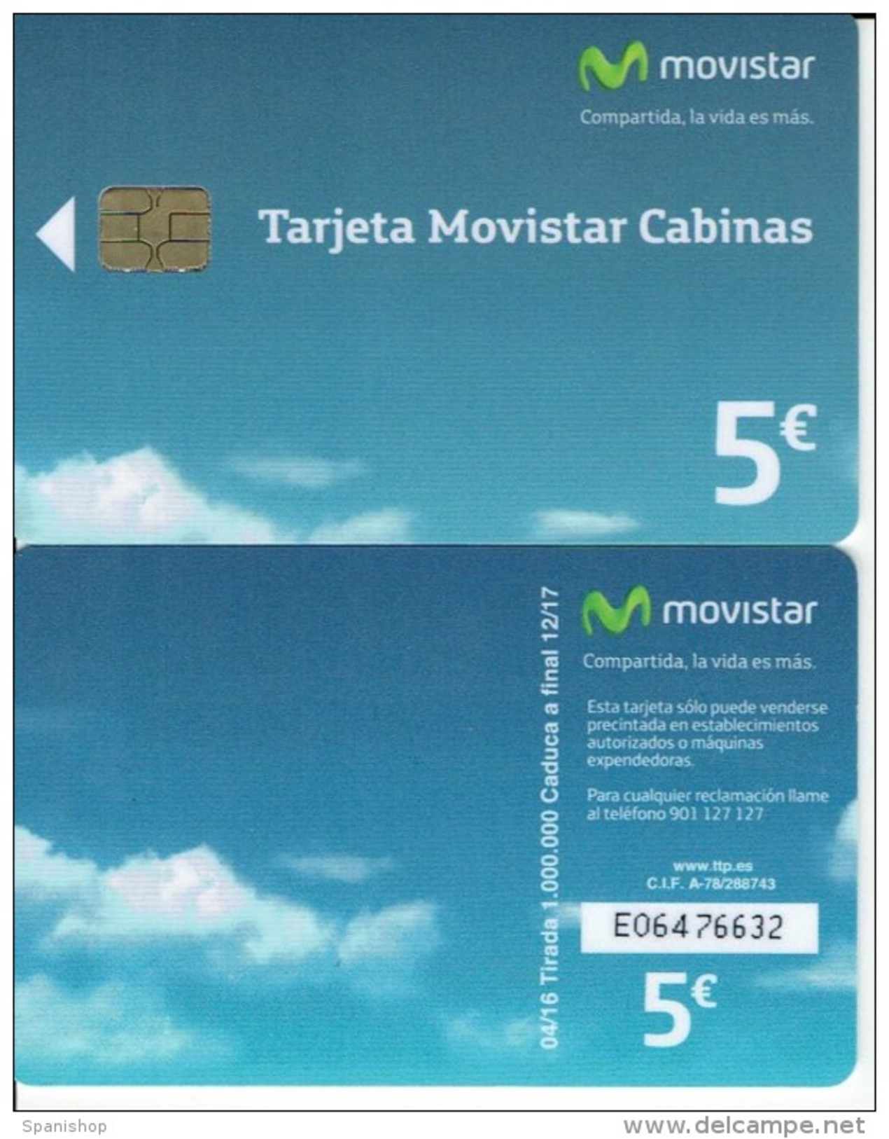 Spain  04/16 Movistar Cabinas Phonecard 2016 - Basic Issues