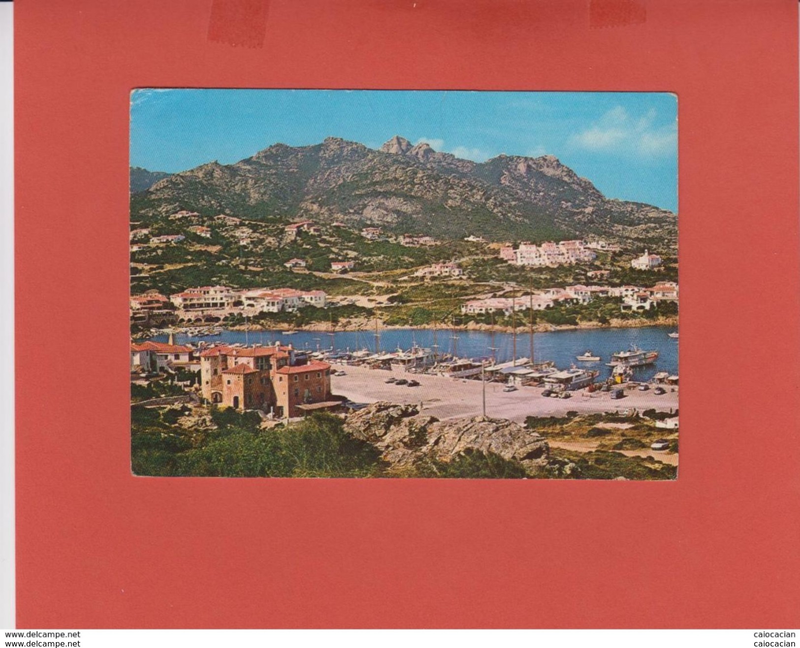 PORTO CERVO 1978 COSTA SMERALDA PORTICCIOLO CON NUMEROSE IMBARCAZIONI COLORITA A MANO - Sassari