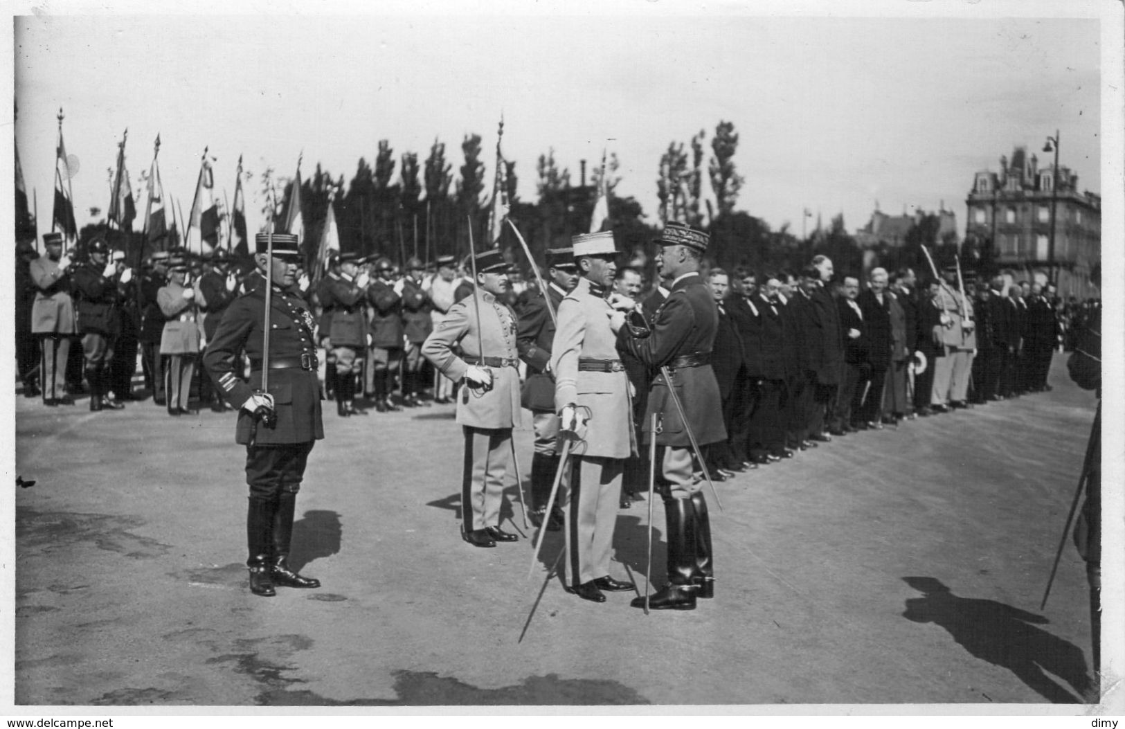 Carte Photo 14 Caen Calvados Militaire Remise De Medaille Decoration  Devant La Caserne Hamelin Guerre Poilu - Caen