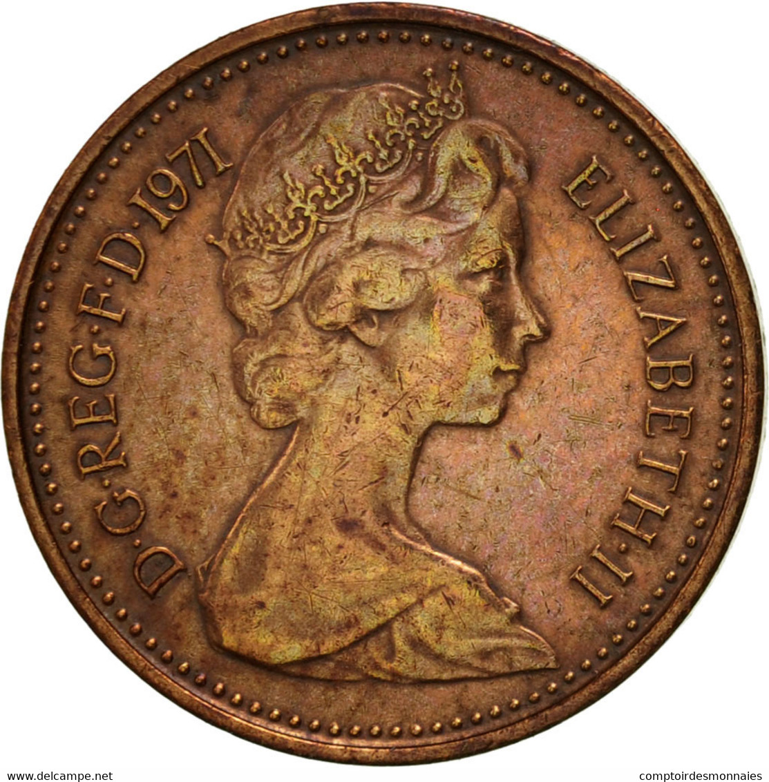 Monnaie, Grande-Bretagne, Elizabeth II, 1/2 New Penny, 1971, TTB, Bronze, KM:914 - 1/2 Penny & 1/2 New Penny