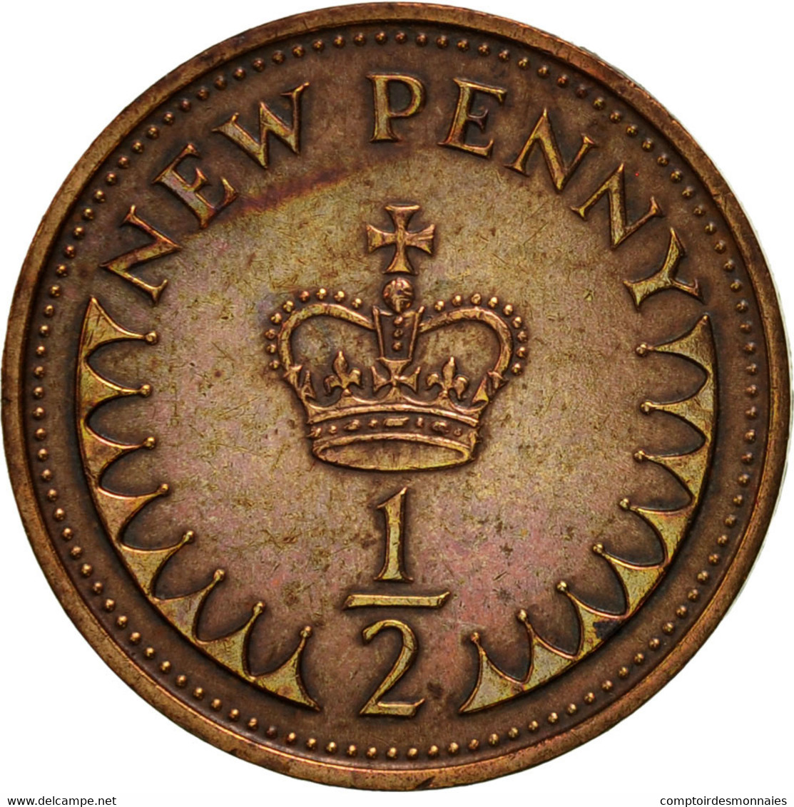 Monnaie, Grande-Bretagne, Elizabeth II, 1/2 New Penny, 1971, TTB, Bronze, KM:914 - 1/2 Penny & 1/2 New Penny