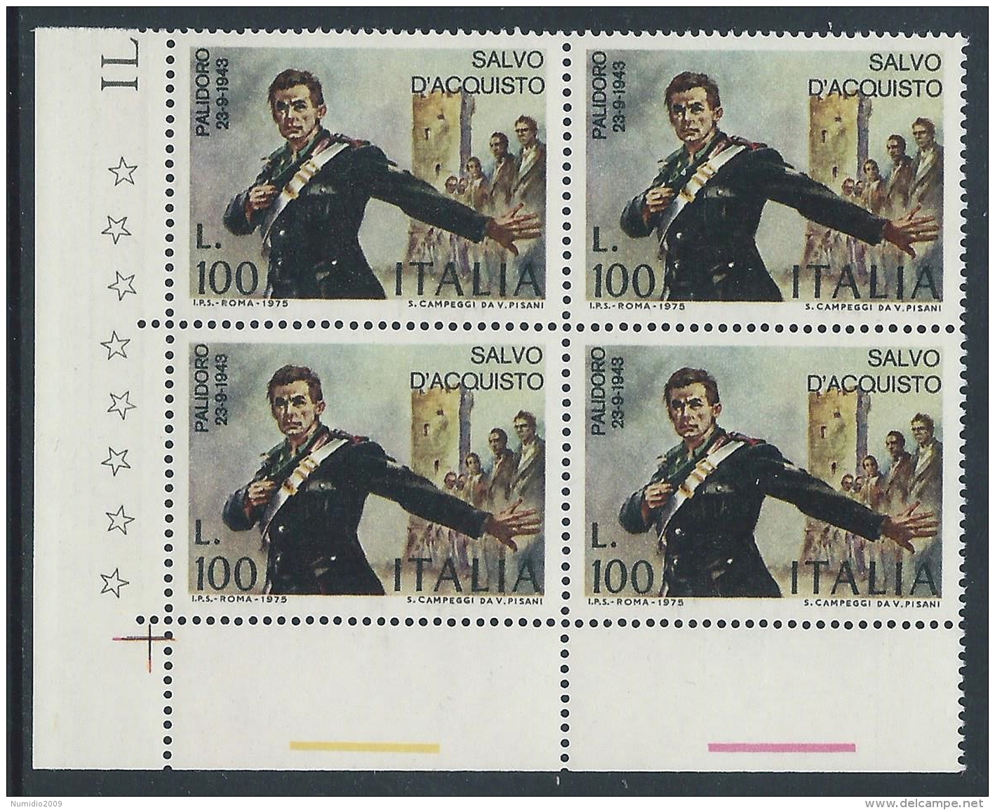 1975 ITALIA SALVO D'ACQUISTO QUARTINA MNH ** - ED - 1971-80:  Nuovi