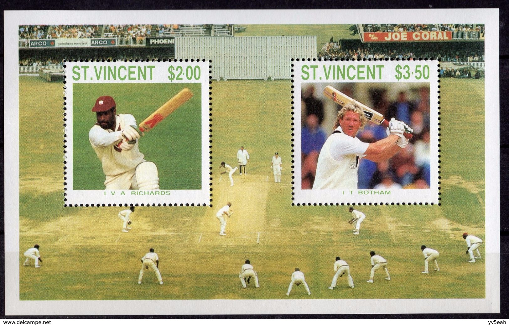 ST. VINCENT/1988/MNH/SC#UN1/CRICKET PLAYERS / SOUVENIR SHEET NOT ISSUED SC 1103-04 - St.Vincent (1979-...)