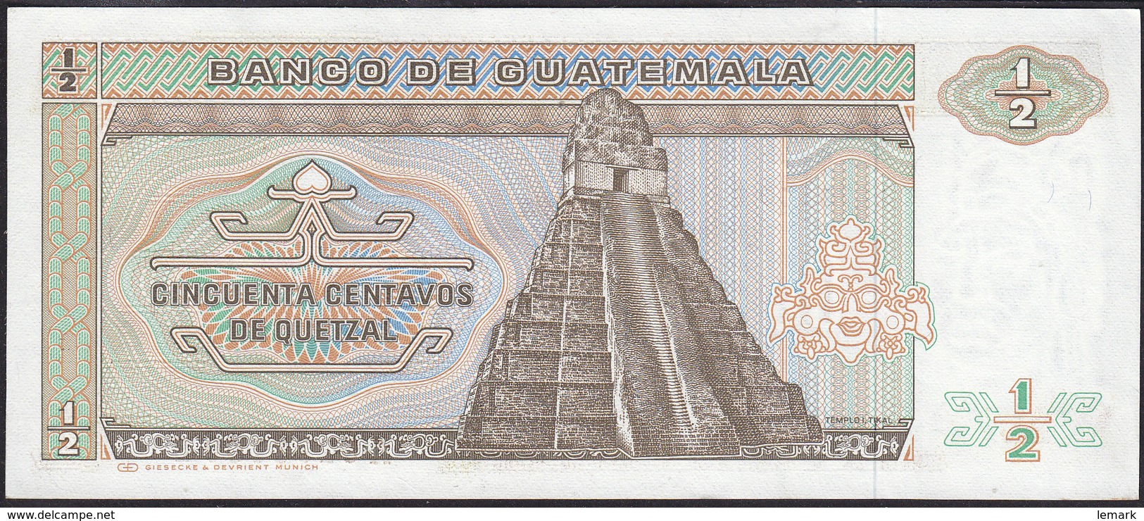 Guatemala 1/2 Quetzal 1988  P65 UNC - Guatemala