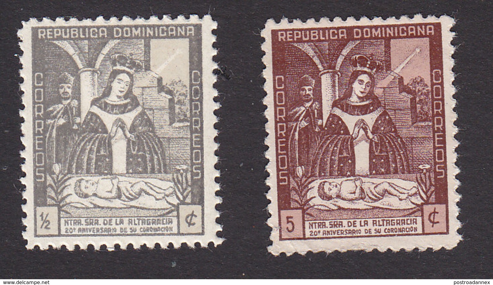 Dominican Republic, Scott #383, 386, Mint Hinged, Virgin Of Altagracia, Issued 1942 - Dominican Republic