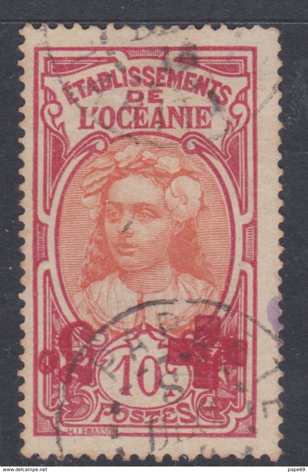 Océanie  N° 40a O  Au Profit De La Croix-Rouge : + 5 C. Sur 10 C. Variété : Surch. Renversée, Oblité. Moyenne Sinon TB - Used Stamps