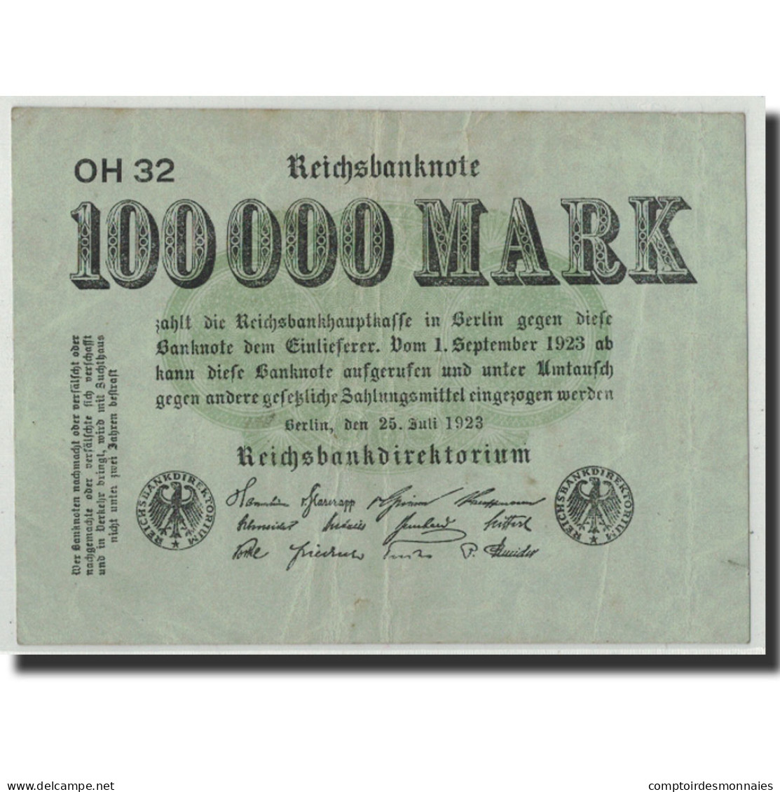 Billet, Allemagne, 100,000 Mark, 1923, 1923-07-25, KM:91a, TB - 10000 Mark