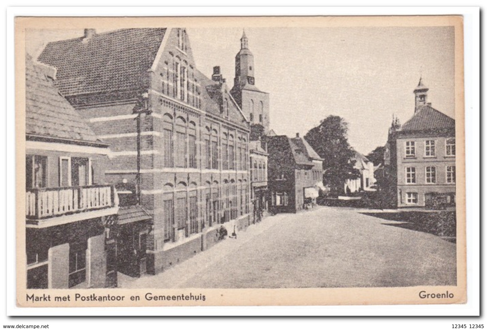 Groenlo, Markt Met Postkantoor En Gemeentehuis - Groenlo