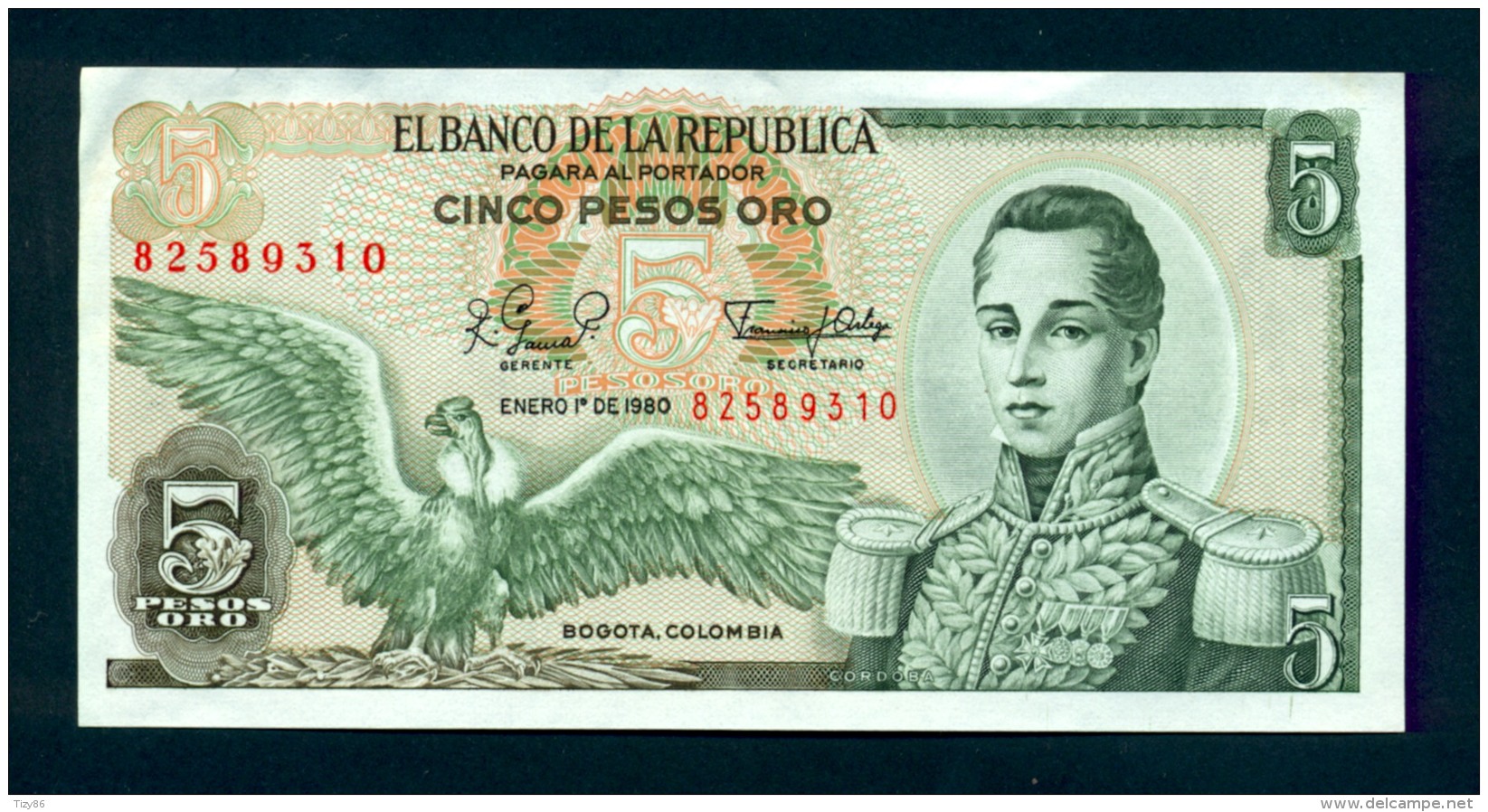 Banconota Colombia - 5 Pesos Oro - 1980 - UNC - Colombia