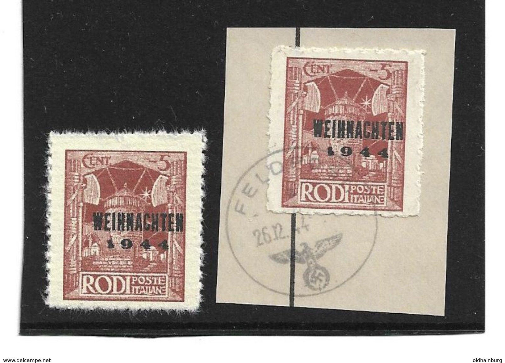 0956j: DR 1944, Feldpost Rhodos, Postfrisch Und Gestempelt, Feldpost WW II, Als Altfälschung Angeboten - Usados