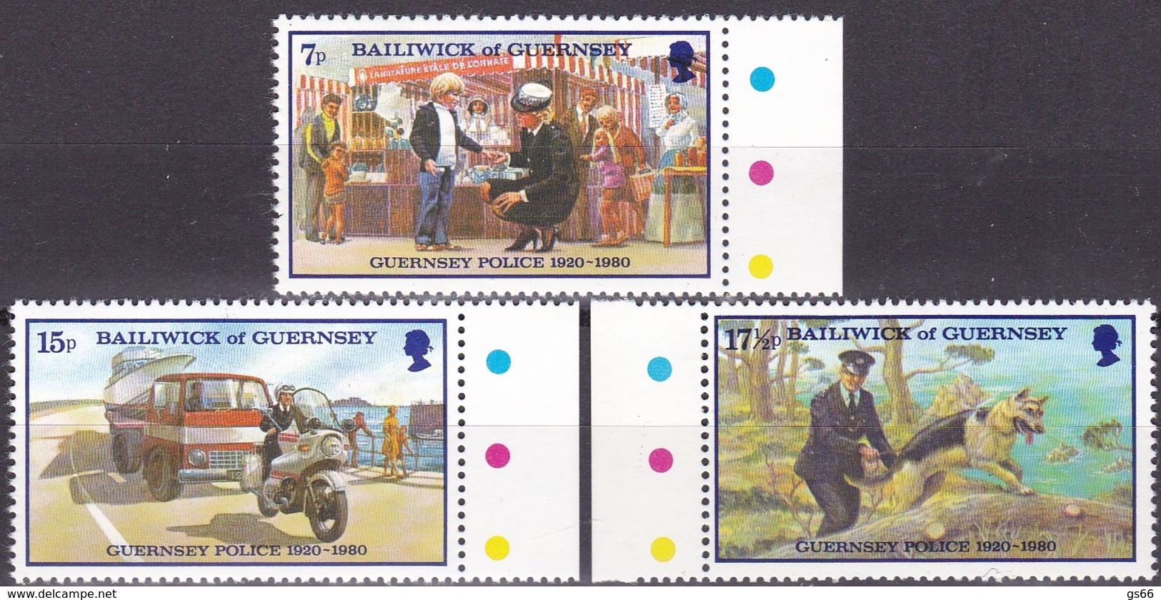 Guernsey, 1980, 206/08, Inselpolizei, Police. MNH **, - Guernesey