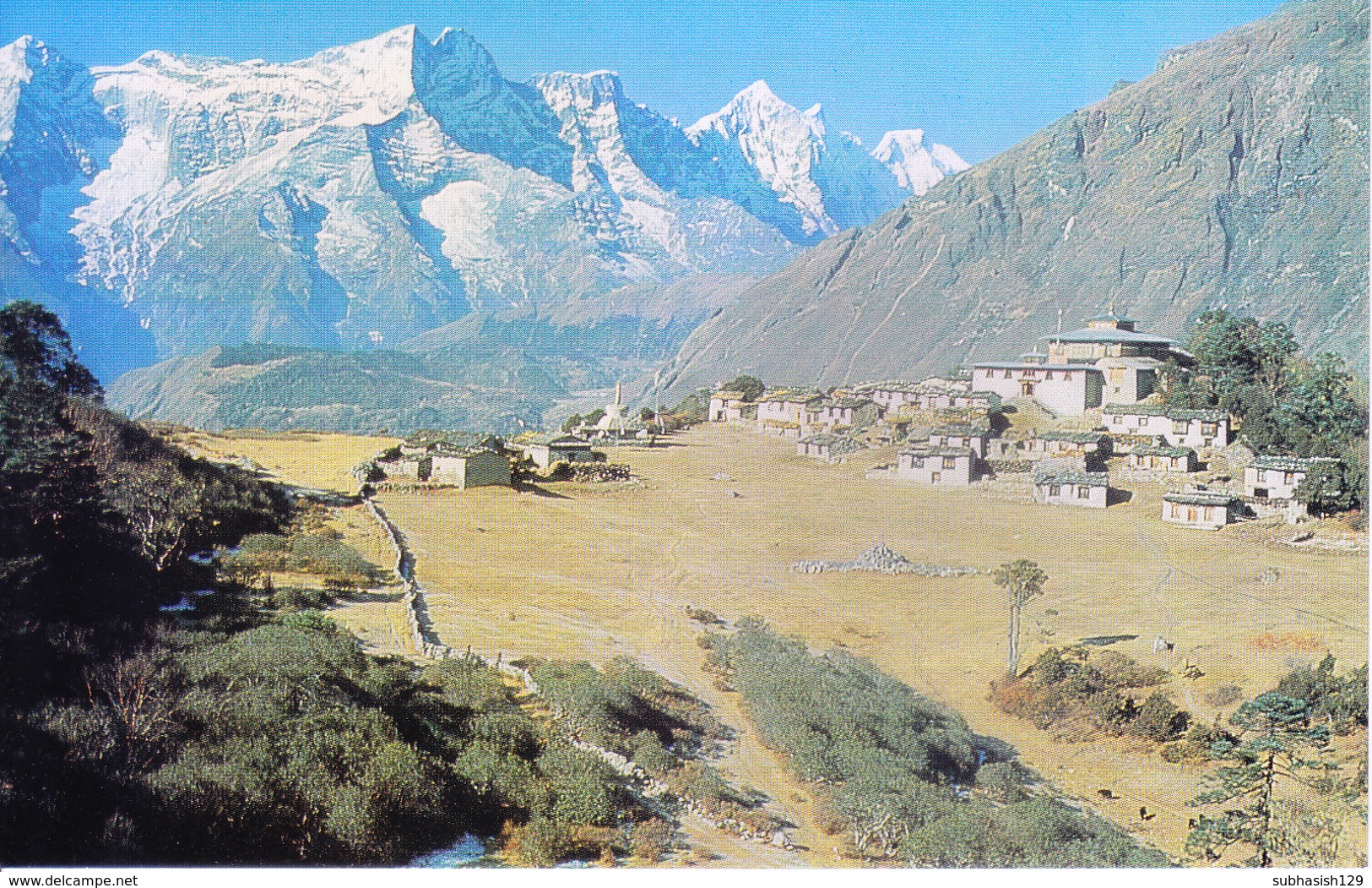 NEPAL - COLOUR PICTURE POST CARD - PEAKS OF HIMALAYA - THYANGBOCHE TEMPLE & KWANGDE - TRAVEL / TOURISM / MOUNTAINEERING - Nepal