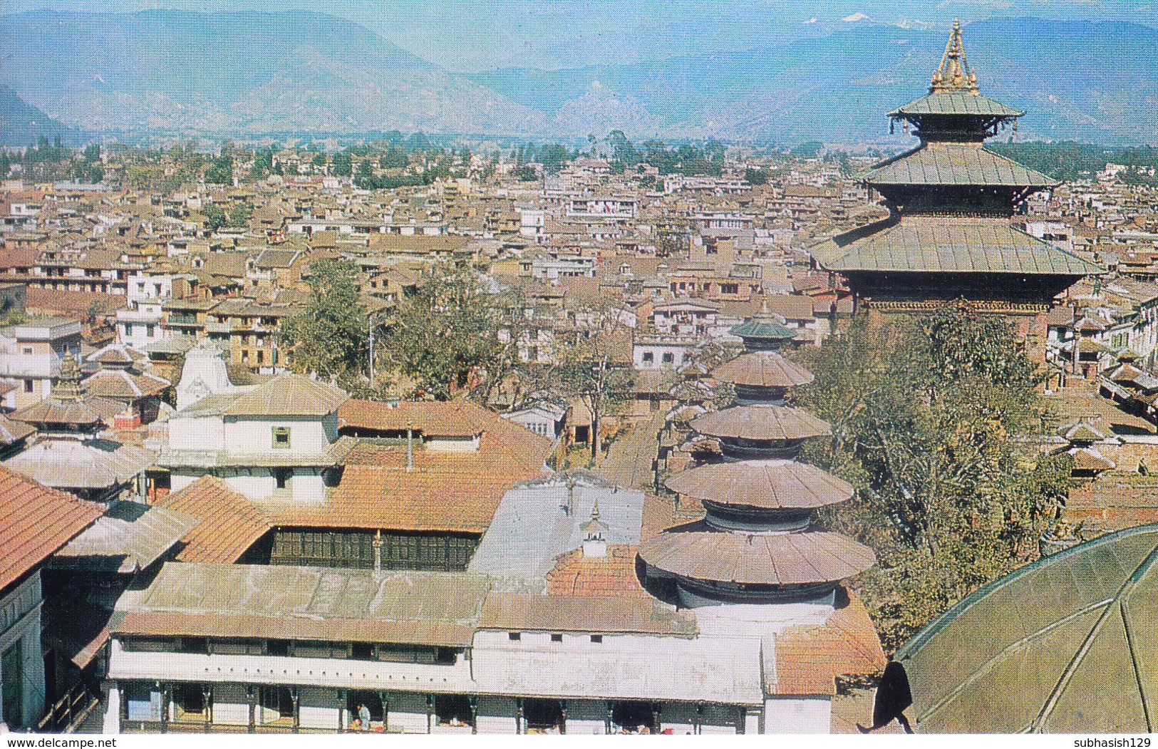 NEPAL - COLOUR PICTURE POST CARD - KATHMANDU, BIRD'S EYE VIEW - TOURISM / TRAVEL THEME - Nepal