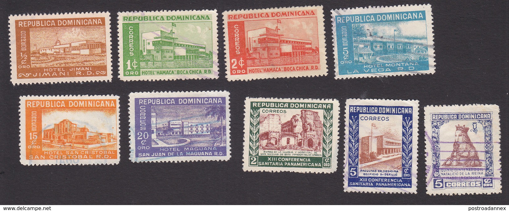 Dominican Republic, Scott #437-442, 444-445, Used, Hotels, Health Conference, Isabella I , Issued 1950-51 - Dominicaine (République)