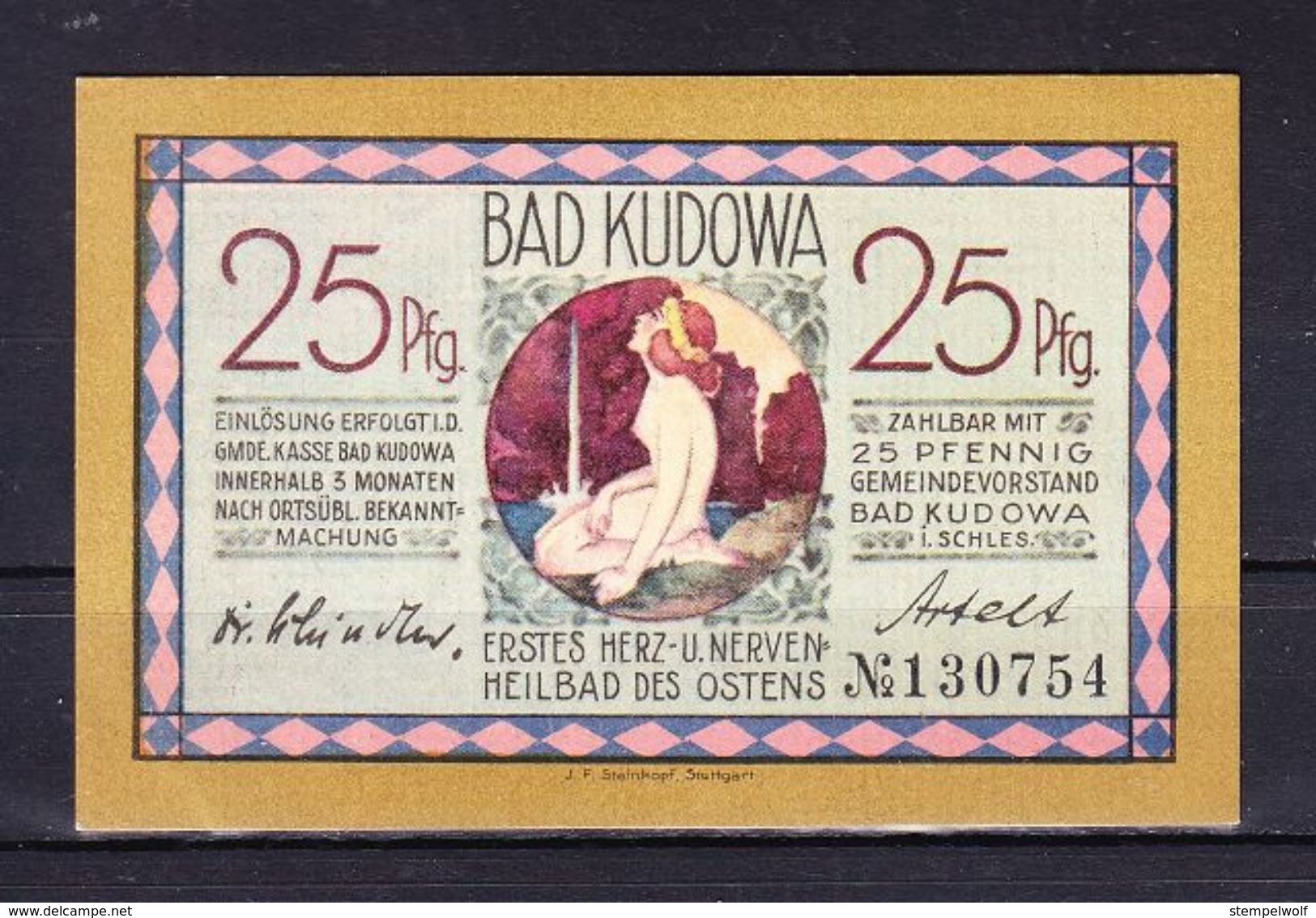 Notgeld, Bad Kudowa, Helmuthquelle, 25 Pfg (40701) - Pologne