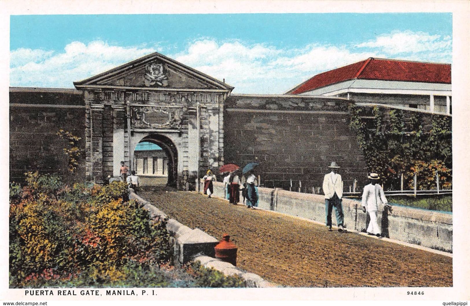 D6258 "FILIPPINE - PUERTA REAL GATE. MANILA P.I."  ANIMATA.   CART  NON  SPED - Filippine