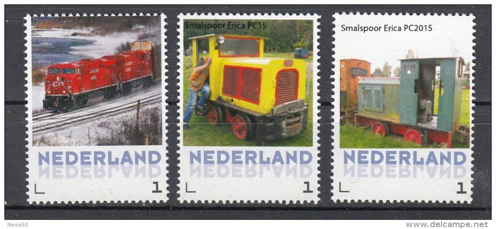 Trein, Train, Railway, Locomotive: Nederland 1 Rode Trein +  2x Smalspoor In Erica, Persoonlijke Zegels - Treinen