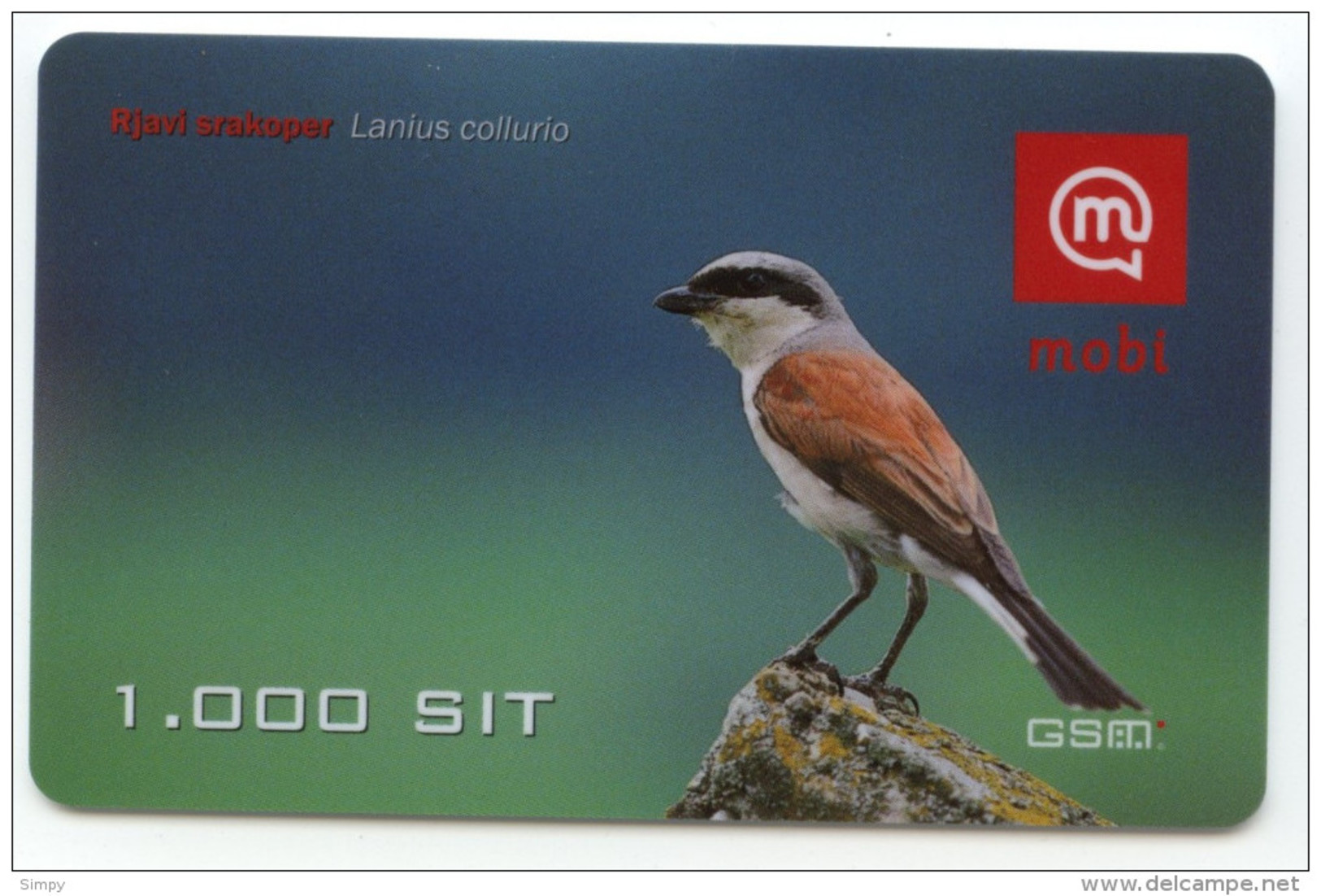 SLOVENIA  Mobil Prepaid Card Bird  Red Backed Shrike Rjavi Srakoper  Valid 31.12.2006 - Zangvogels
