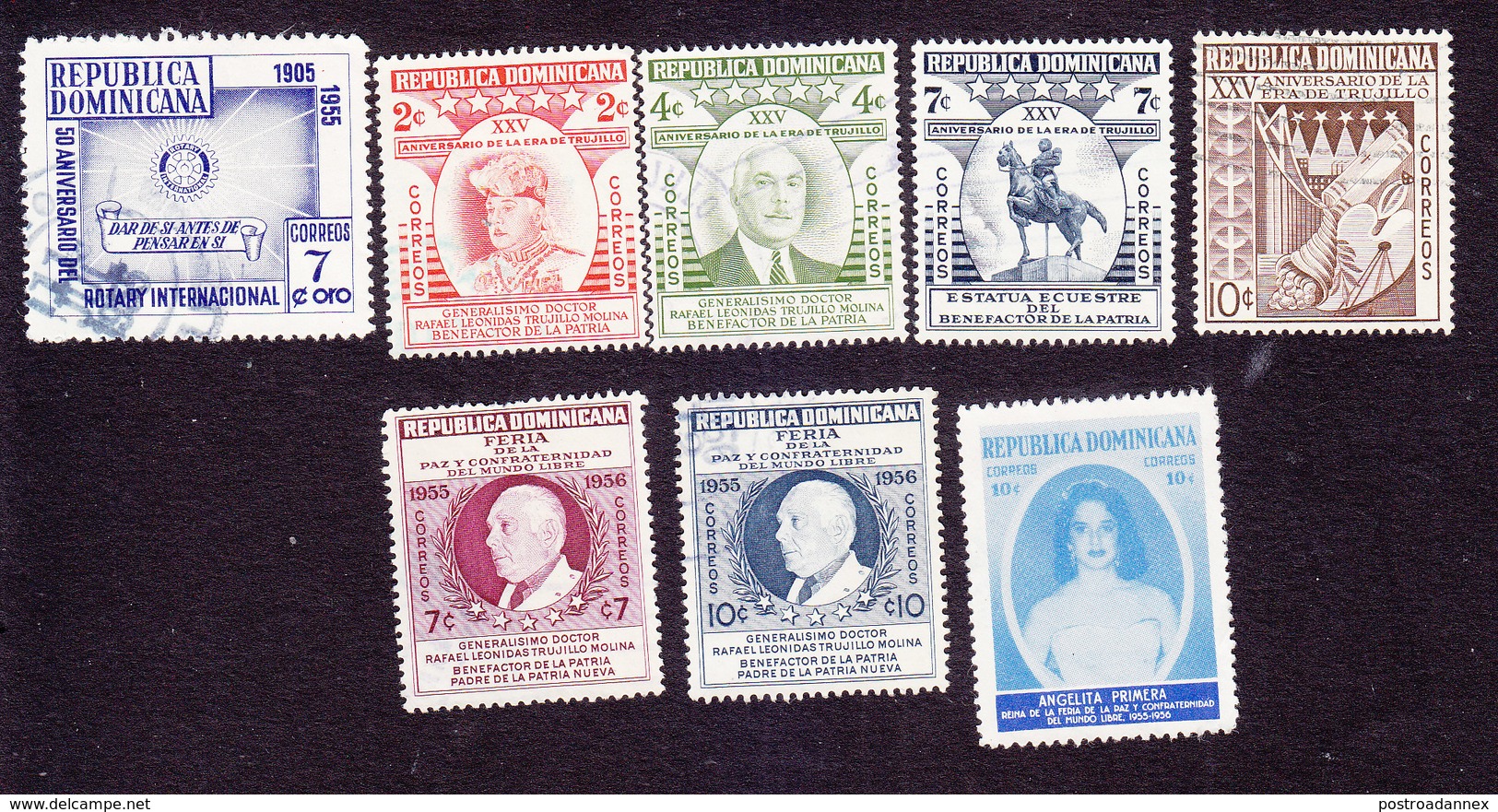 Dominican Republic, Scott #461-468, Used, Rotary, Gen Trujillo, Angelita Trujillo, Issued 1955 - Dominican Republic