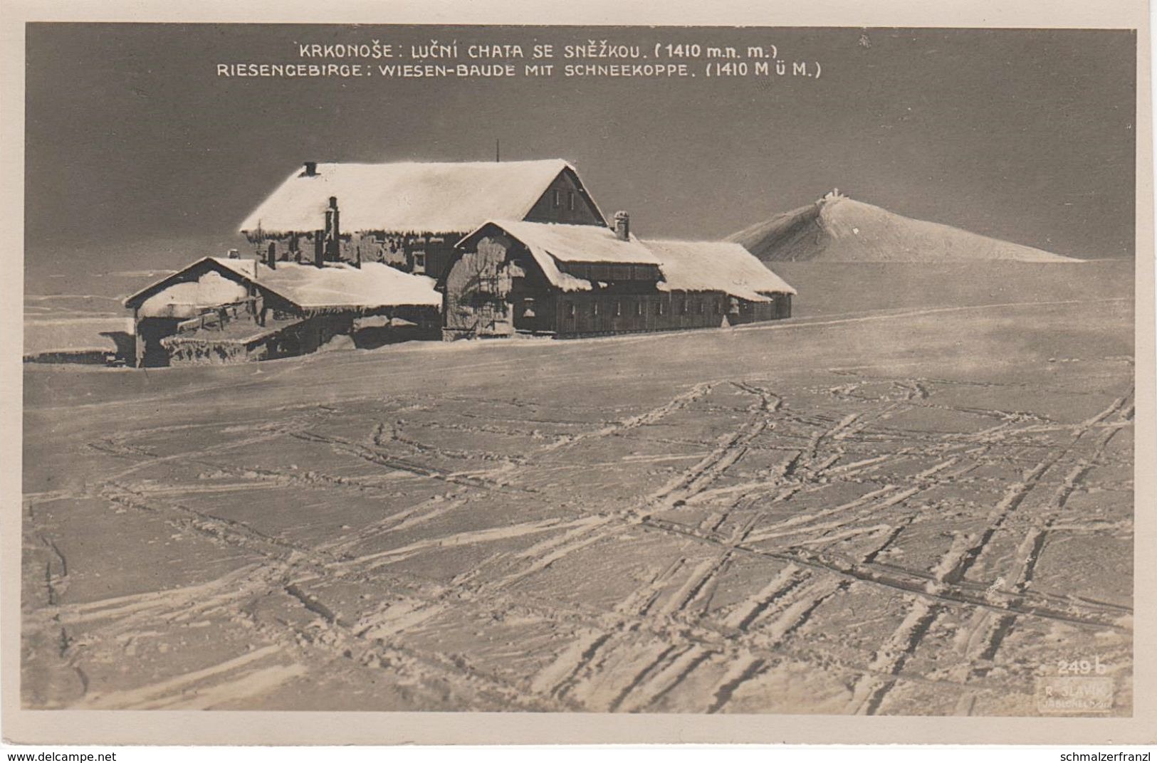 AK Wiesenbaude Alte Baude Gasthof Riesengebirge Winter Bei Petzer Pec Spindlermühle Spindleruv Mlyn Krummhübel Karpacz - Sudeten