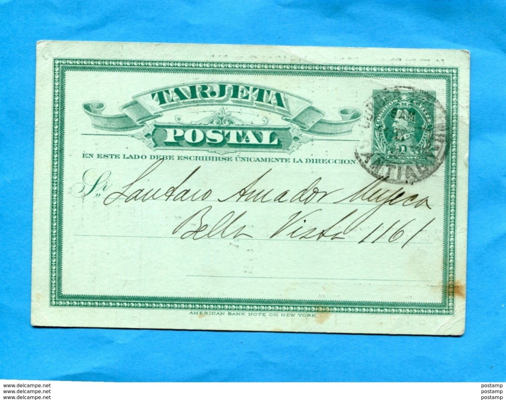 Marcophilie-CHILI- Cp Entier Postal"1c Vert-colomb- Cad Santiago 1900-RARE  "Bolsa Filatelica"tarif Timbres Collection - Chile