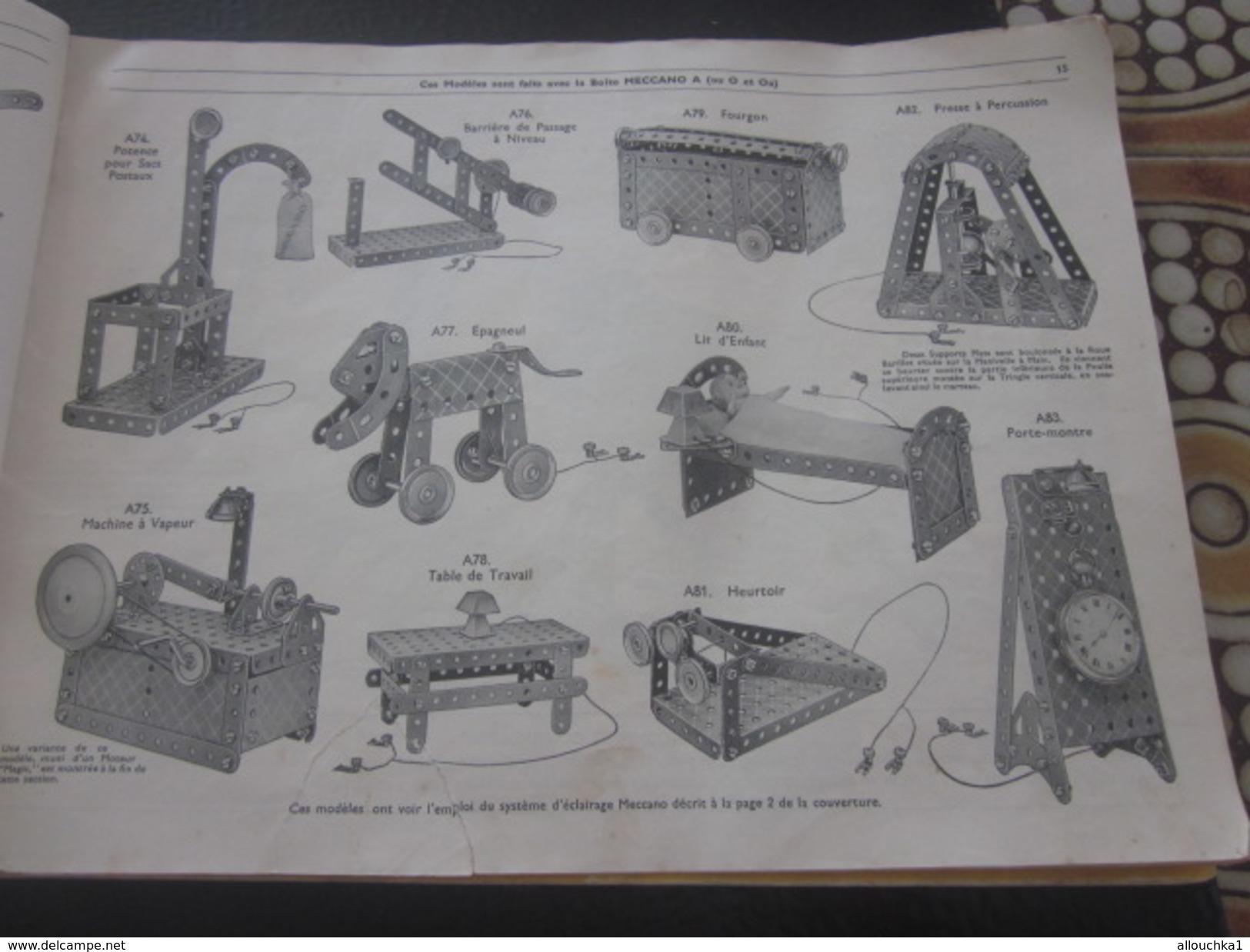 MECCANO-3 CATALOGUES Reliés USINES A BOBIGNY-1947-GRUE-LOCOMOTIVE-AVION HYDRAVION-CAMION-TRACTEUR-SULKY-MANEGE-TANK-Jeux