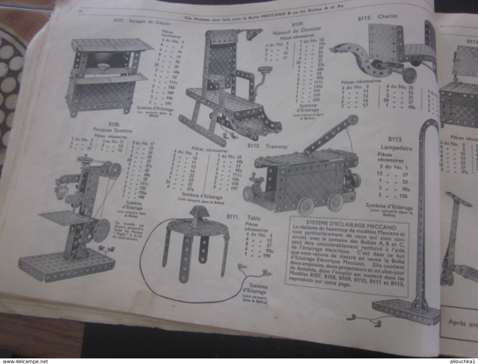 MECCANO-3 CATALOGUES Reliés USINES A BOBIGNY-1947-GRUE-LOCOMOTIVE-AVION HYDRAVION-CAMION-TRACTEUR-SULKY-MANEGE-TANK-Jeux