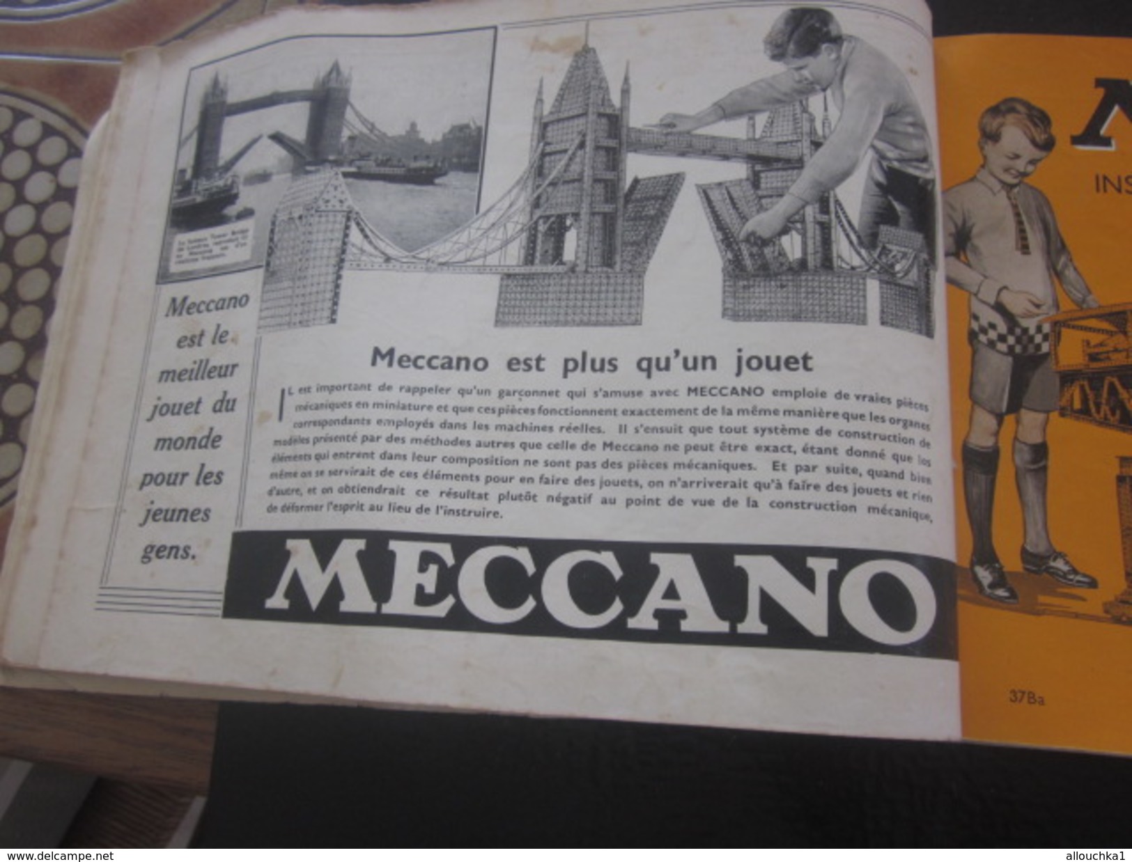 MECCANO-3 CATALOGUES Reliés USINES A BOBIGNY-1947-GRUE-LOCOMOTIVE-AVION HYDRAVION-CAMION-TRACTEUR-SULKY-MANEGE-TANK-Jeux