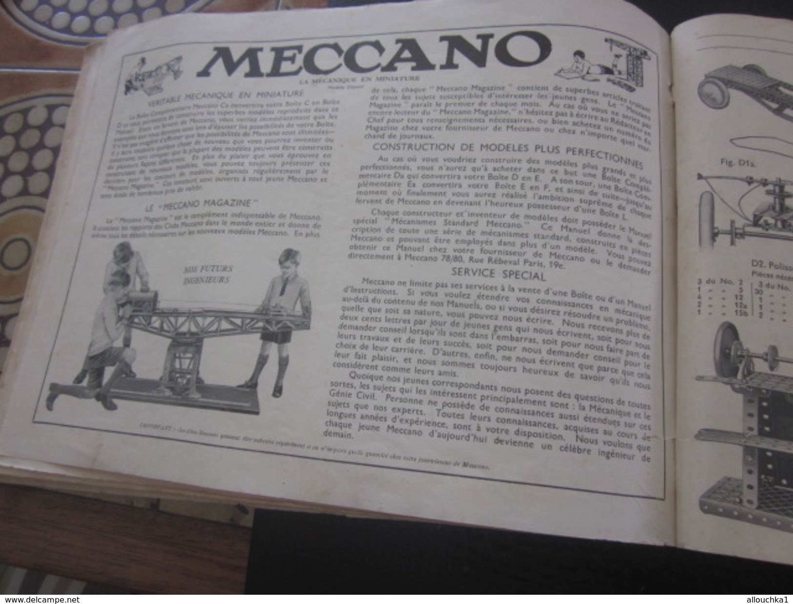 MECCANO-3 CATALOGUES Reliés USINES A BOBIGNY-1947-GRUE-LOCOMOTIVE-AVION HYDRAVION-CAMION-TRACTEUR-SULKY-MANEGE-TANK-Jeux