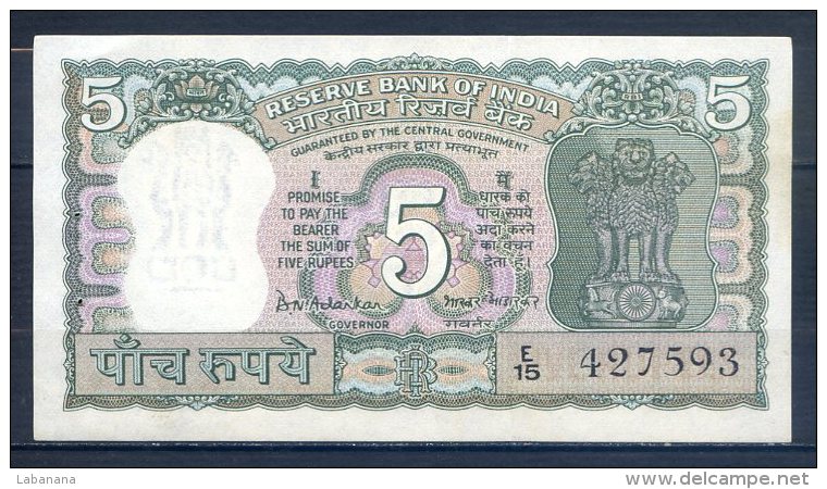 506-Inde Billet De 5 Rupees 1970 E15 Sig.77 - India