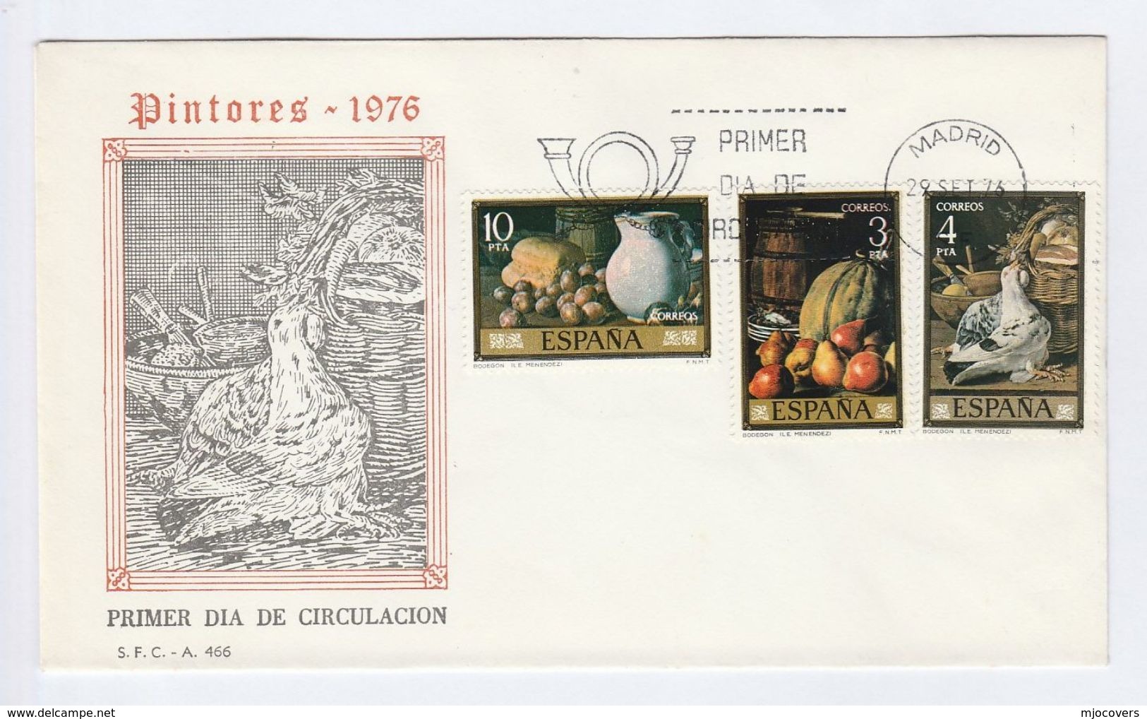 1976 SPAIN FDC Stamps ART BIRD FRUIT BREAD POTTERY Cover Birds - Other & Unclassified