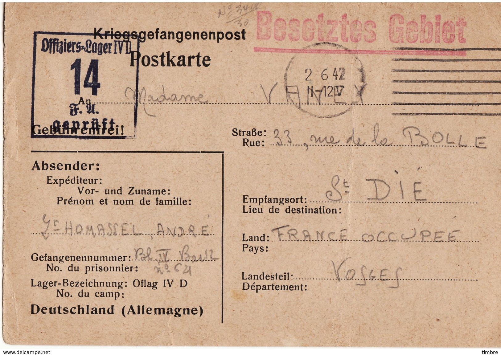 Camp De Prisonniers Oflag IV D Officiers Lager - Guerre De 1939-45