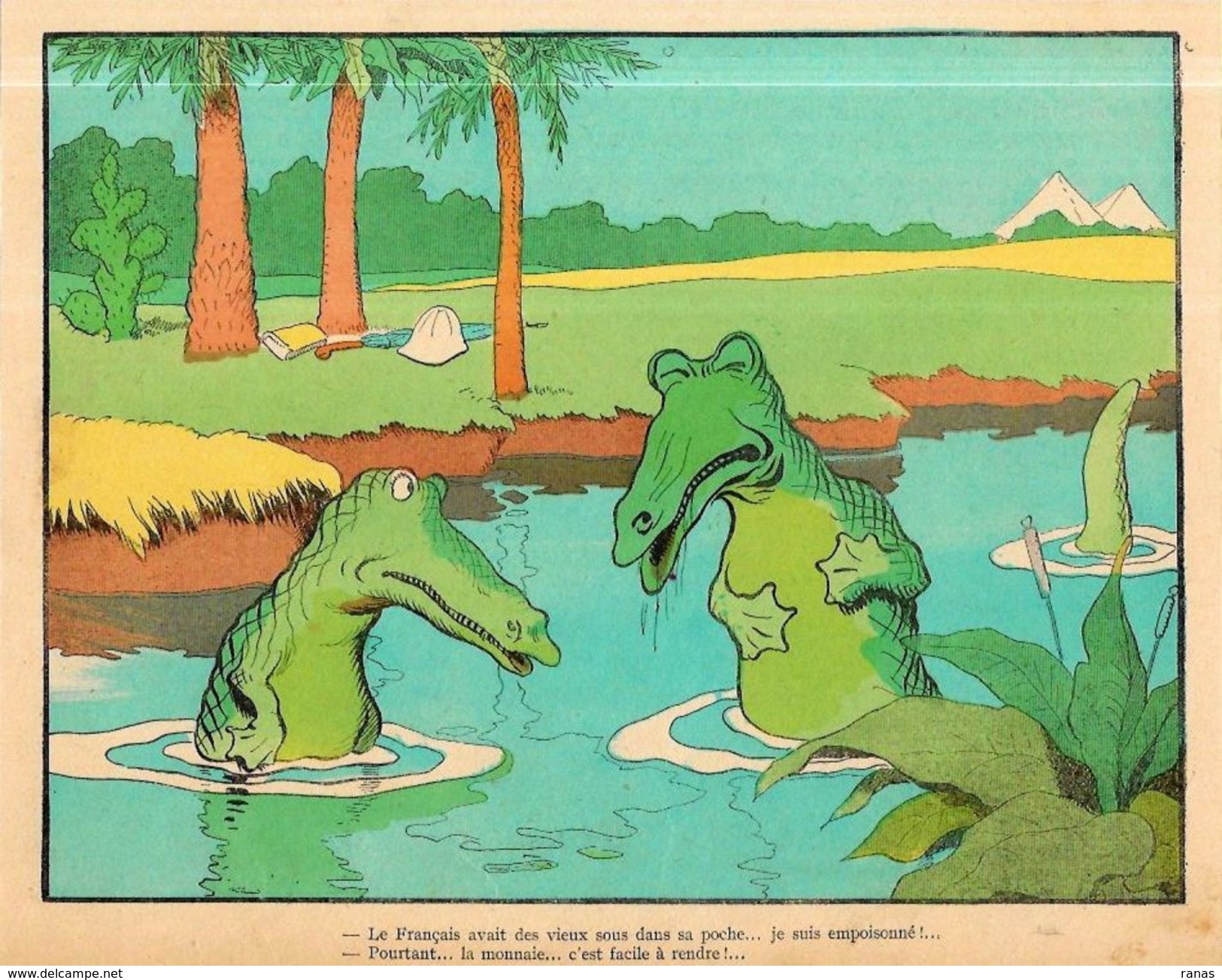 Gravure Benjamin RABIER 24 X 19 Environ Le Trait Sur La Gravure Est Un Défaut Du Scan Crocodile - Posters