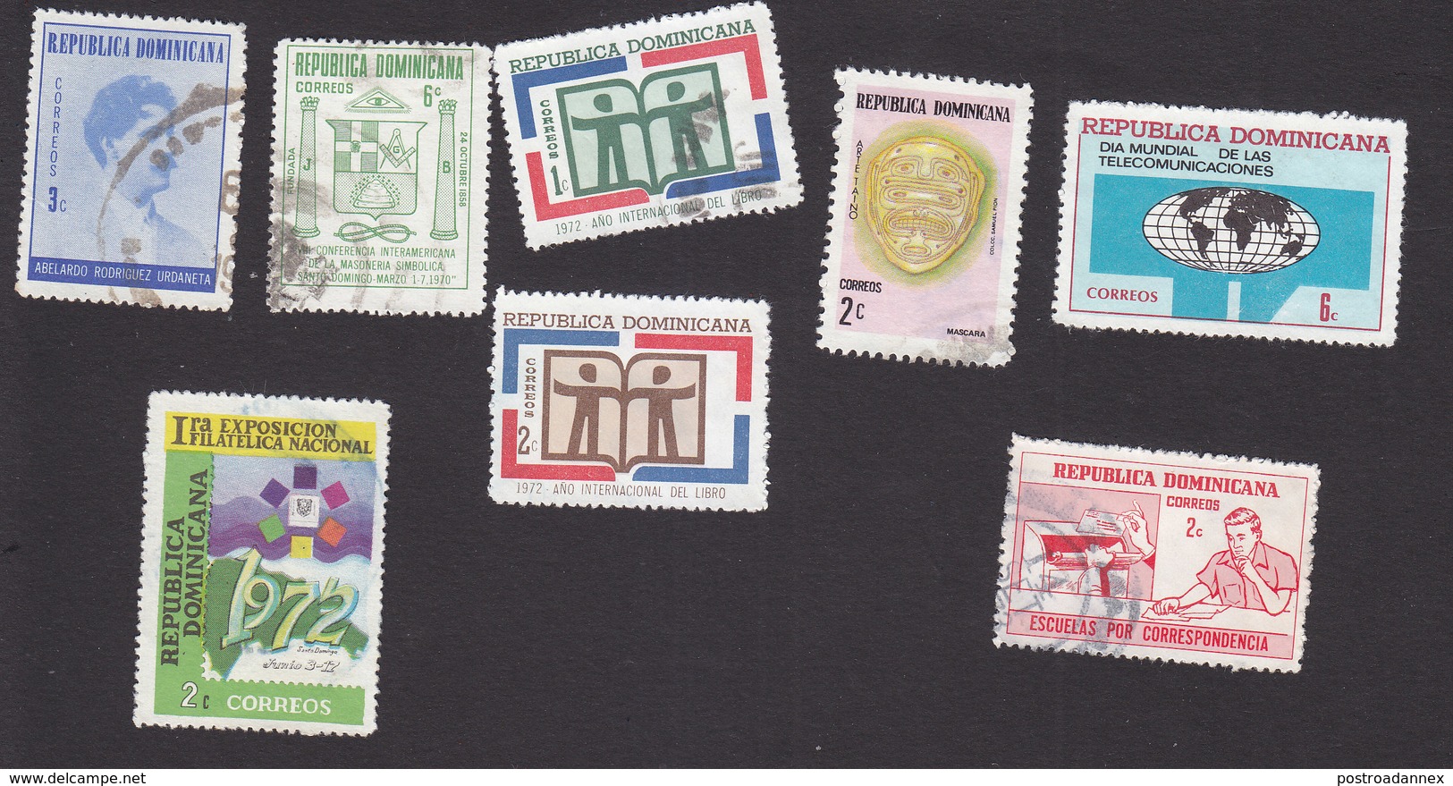 Dominican Republic, Scott #670, 672, 689-691, 694-95, 703, Used, Urdaneta, Masons, Books, Mask Mail, Issued 1970-72 - Dominicaanse Republiek