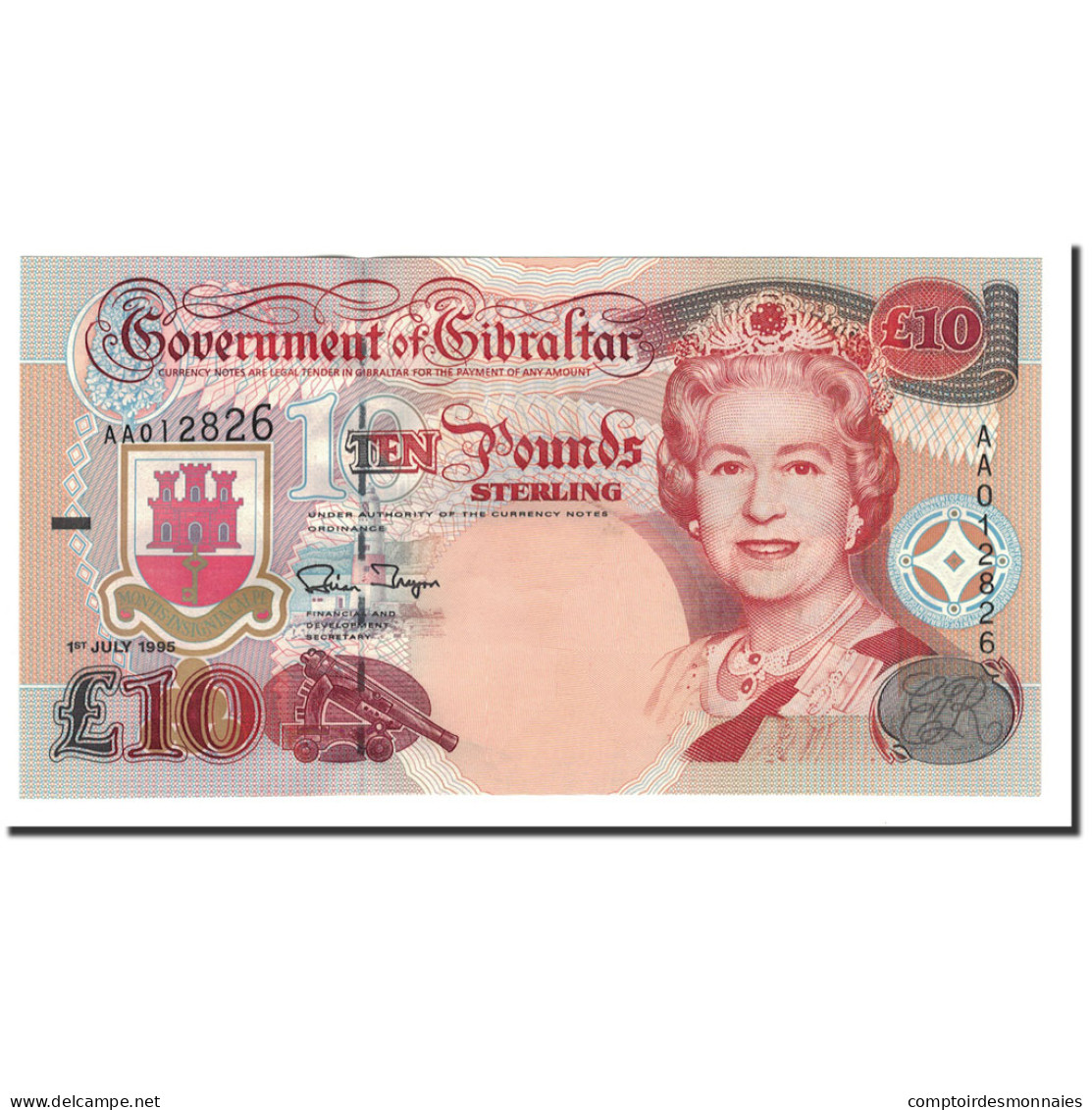 Billet, Gibraltar, 10 Pounds, 1995, 1995-07-01, KM:26a, NEUF - Gibraltar