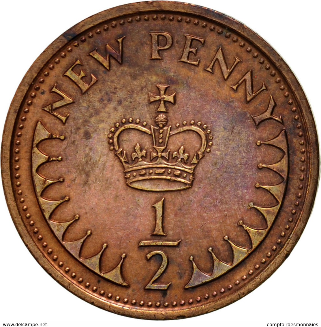 Monnaie, Grande-Bretagne, Elizabeth II, 1/2 New Penny, 1973, TTB, Bronze, KM:914 - 1/2 Penny & 1/2 New Penny