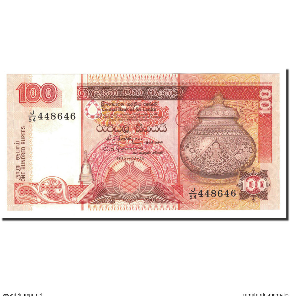 Billet, Sri Lanka, 100 Rupees, 1992, 1992-07-01, KM:105c, NEUF - Sri Lanka