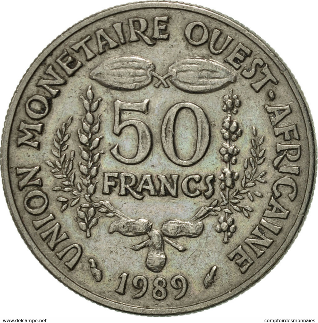 Monnaie, West African States, 50 Francs, 1989, Paris, TTB+, Copper-nickel, KM:6 - Côte-d'Ivoire