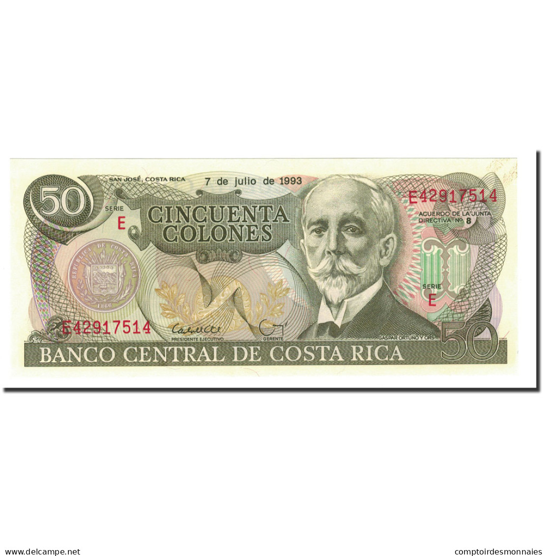 Billet, Costa Rica, 50 Colones, 1993, 1993-07-07, KM:257a, NEUF - Costa Rica