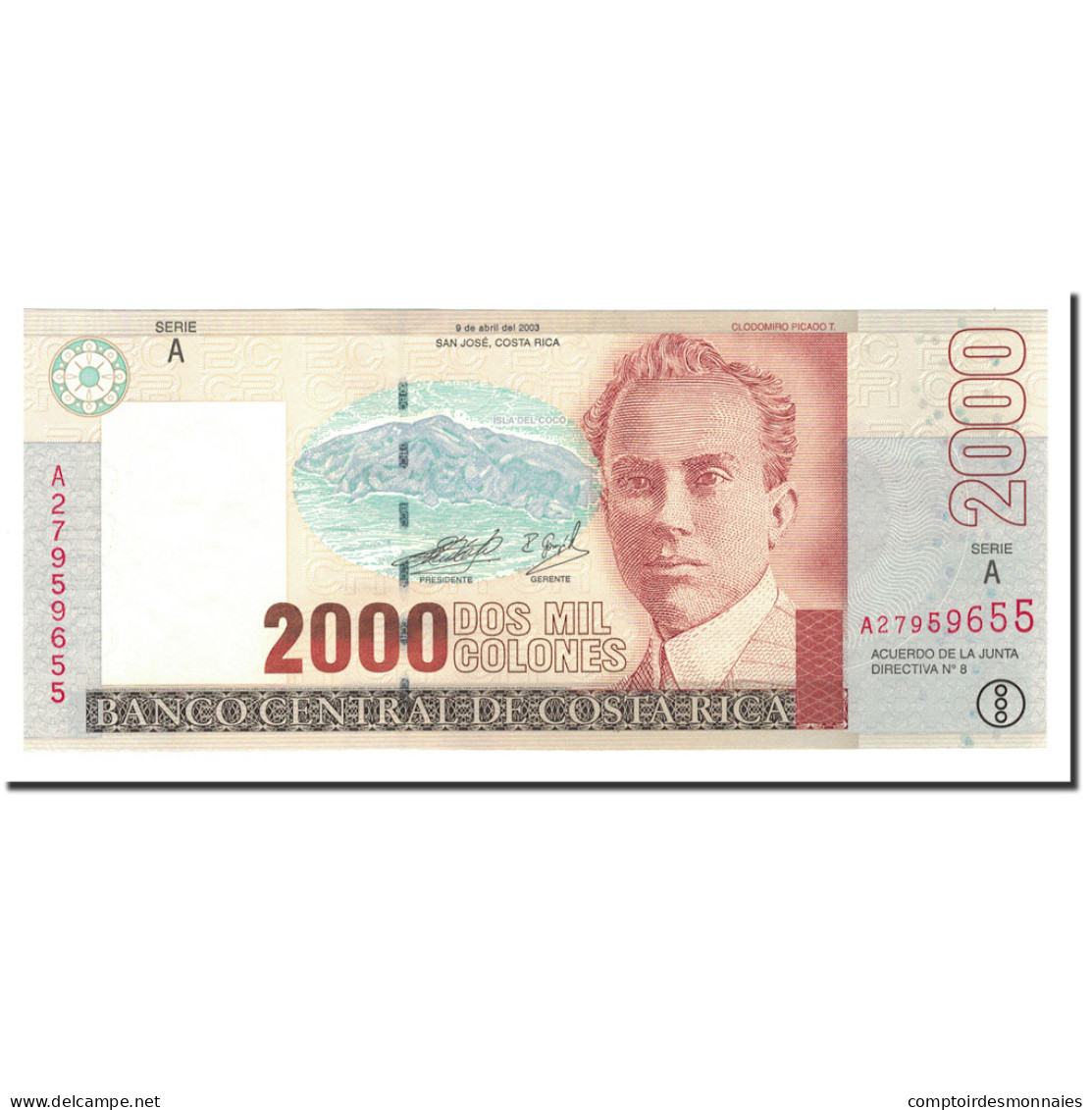 Billet, Costa Rica, 2000 Colones, 2003, 2003-04-09, KM:265d, NEUF - Costa Rica