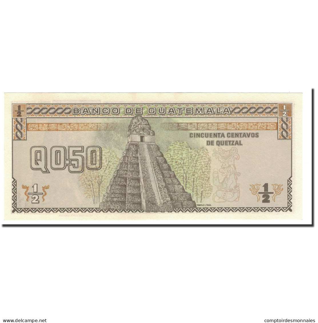 Billet, Guatemala, 1/2 Quetzal, 1989, 1989-01-04, KM:72a, NEUF - Guatemala