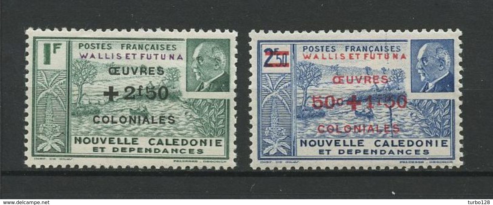 WALLIS FUTUNA 1944 N° 131/132 ** Neufs MNH Superbes Cote 4,80 &euro; Pétain Oeuvres Coloniales - Nuevos