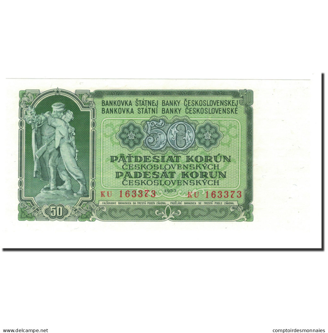 Billet, Tchécoslovaquie, 50 Korun, 1953, KM:85b, NEUF - Checoslovaquia