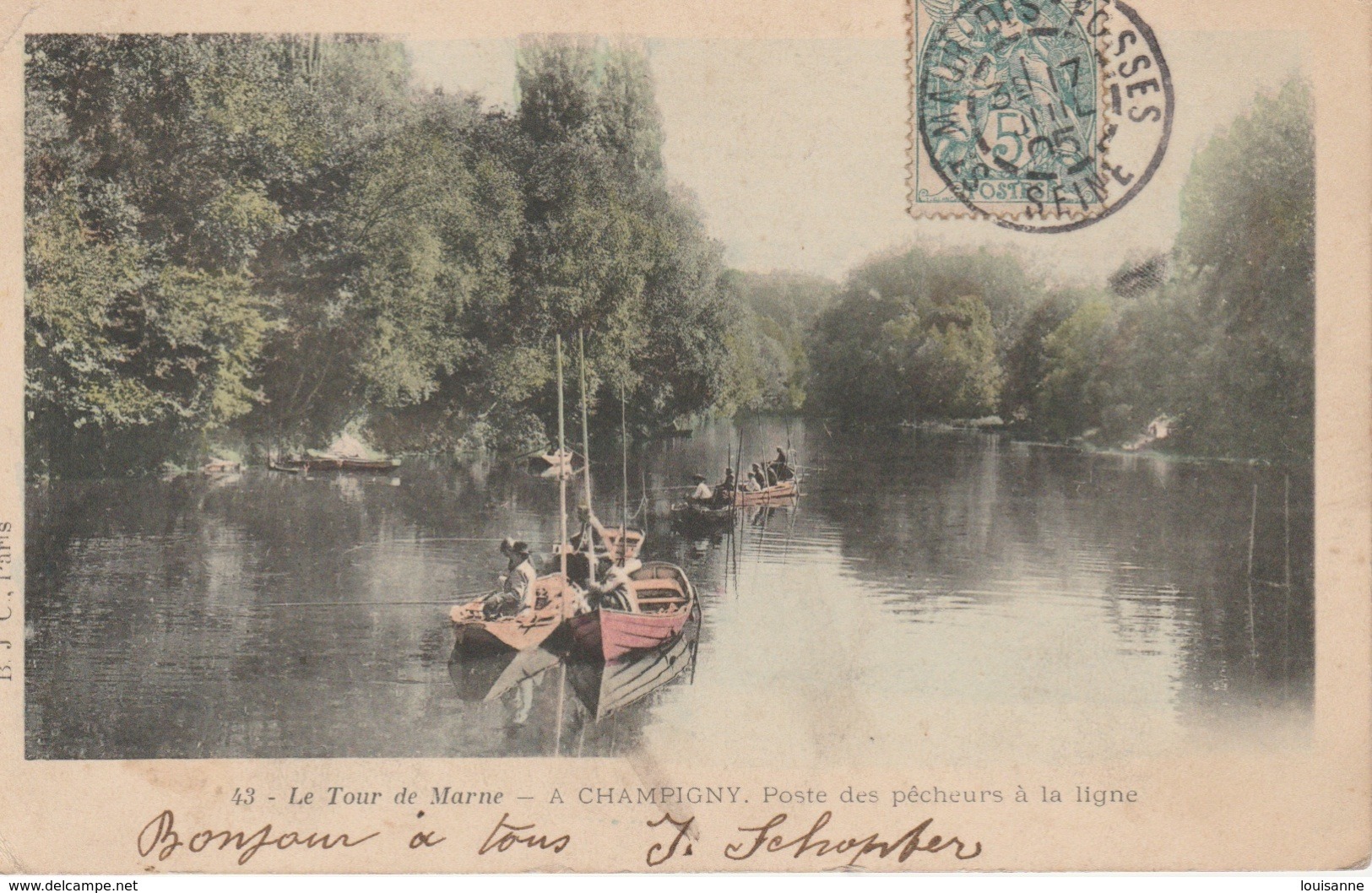 17 / 8 / 192  -   LA  TOUR  DE  MARNE  (  94 )  A  CHAMPIGNY  .  POSTE  DES  PÊCHEURS  À  LA  LIGNE 2,50 - Autres & Non Classés