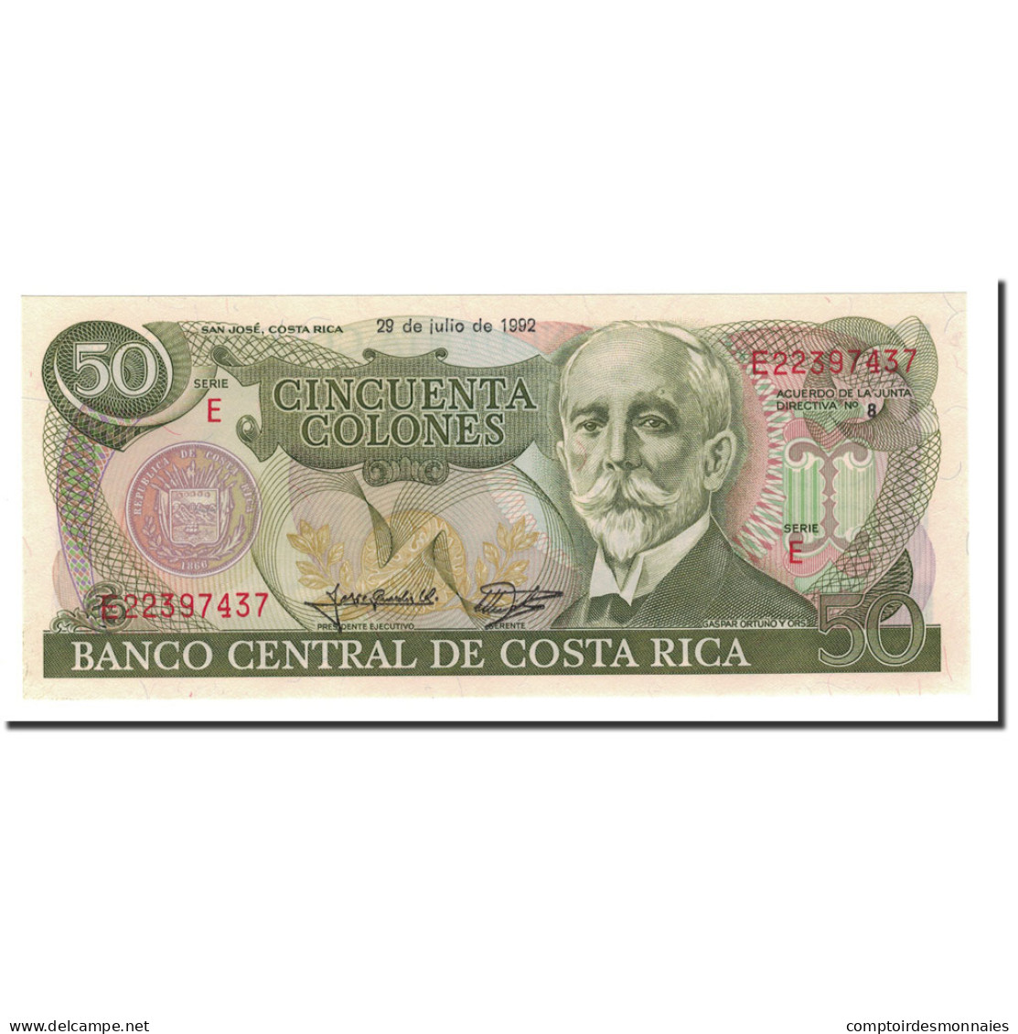 Billet, Costa Rica, 50 Colones, 1992, 1992-07-29, KM:257a, NEUF - Costa Rica