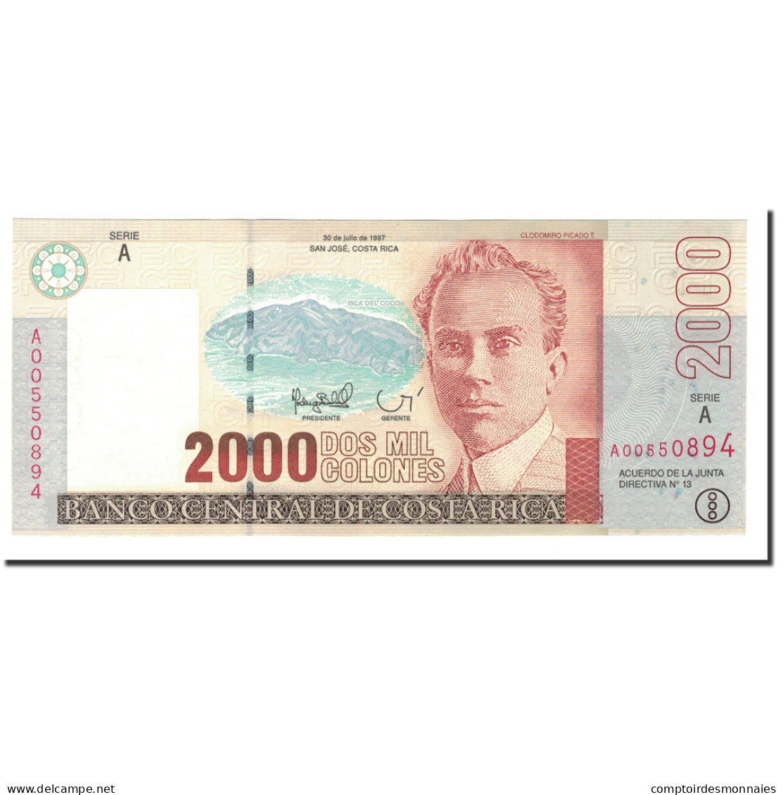 Billet, Costa Rica, 2000 Colones, 1997, 1997-07-30, KM:265a, NEUF - Costa Rica