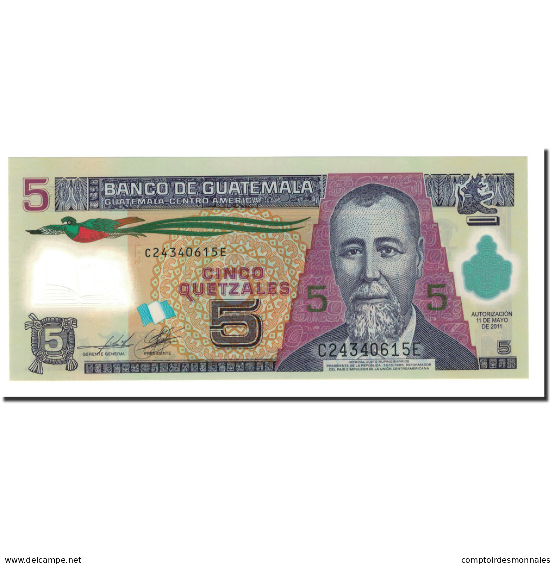 Billet, Guatemala, 5 Quetzales, 2011, 2011-05-11, NEUF - Guatemala