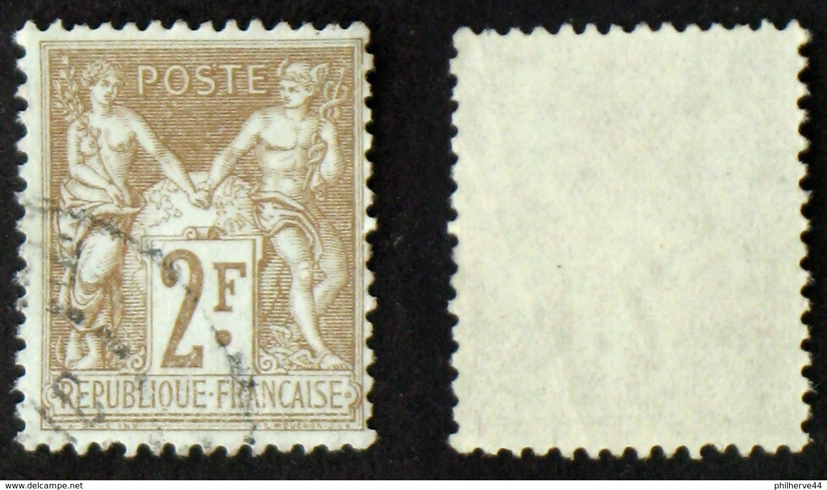 N° 105 2F SAGE Bistre/azuré B/TB Cote 55&euro; - 1876-1898 Sage (Type II)