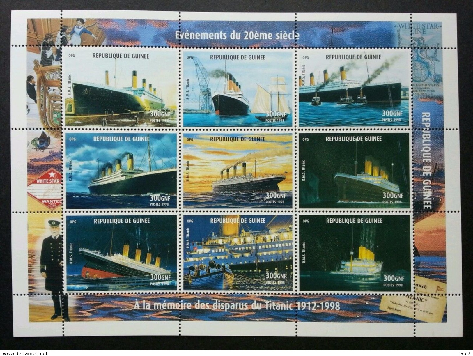 Guinée 1998 - Bateau Le Titanic - Feuillet De 9 Val Neuf // Mnh // CV &euro;13.50 - Guinea (1958-...)